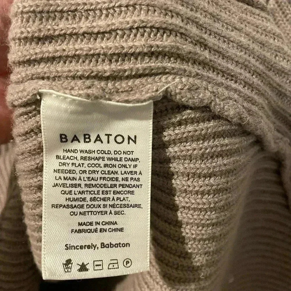 Aritzia Babaton Chalmers Sweater Wool Blend Mock Neck Curved Hem Brown size S - Picture 7 of 8